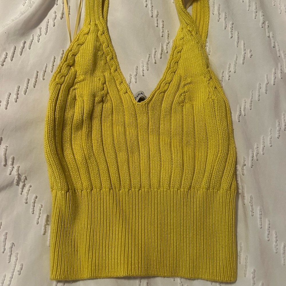 Zara Vibrant Yellow Knit Tank Top